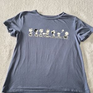 Peanuts Blue Short Sleeve Tee with Characters